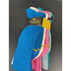 Gold Toe Five-Pair Crew Socks in Blue, Pink, Gray, Teal, Cream